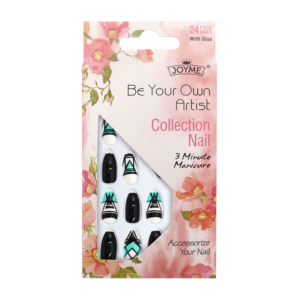 Press-On Nails - Joyme Blanc/Noir/Aqua 24pcs