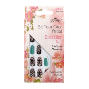 Press-On Nails - Joyme Black/Pink/Aqua 24pcs