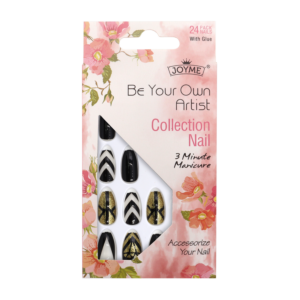 Press-On Nails - Joyme Noir/Blanc/Or 24pcs