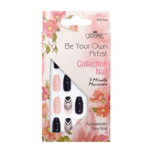 Press-On Nails - Joyme Black/Pink/White 24pcs