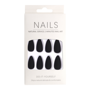 Press-On Nails Matte Black Almond 24pcs