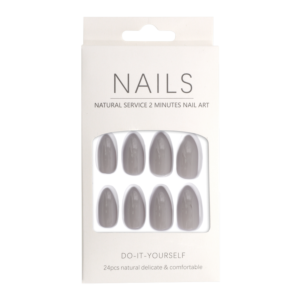 Press-On Nails Shiny Grey Almond 24pcss