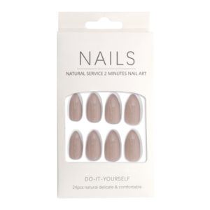 Press-On - Nails Shiny Taupe Almond 24pcs