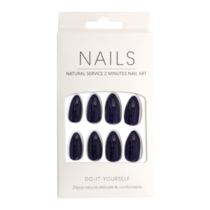 Press-On - Nails Amande Bleu Marin Lustré 24pcs