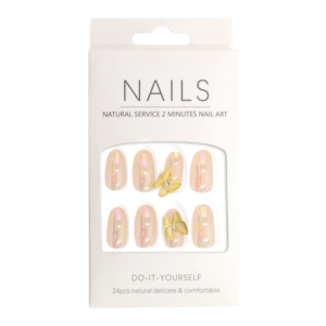 Press-On - Nails Amande Papillon Lustré 24pcs