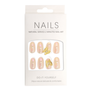 Press-On - Nails Shiny Butterfly Almond 24pcs