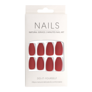 Press-On Nails Canada Matte Cherry Red Rounded Square 24pcs