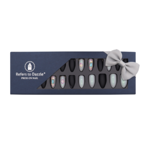 Press-On nail false nails Black/Grey/Stones 24pcs