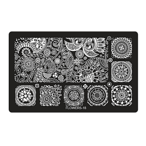 Plaque de Stamping XL Rectangulaire Flowers-18 (6,5'' x 4'')