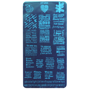 Plaque de Stamping XL Rectangulaire Écriture XY-Z03 (6cm x 12cm)