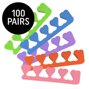 Séparateurs d'orteils couleurs variées (100 paires) (coeurs)