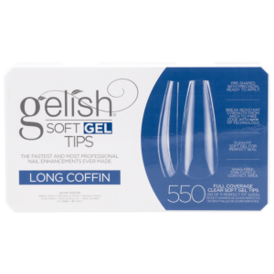 Gelish Soft Gel Tips - Long Coffin (550pcs) capsules transparent nails