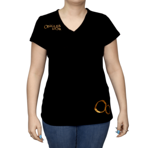 Ongles d'Or Deep Black V-Neck T-Shirt - front view